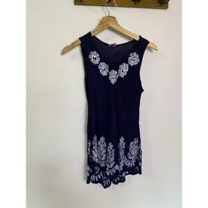 Advance Apparels Blue White Sleeveless Flowy Light Weight Women’s Top